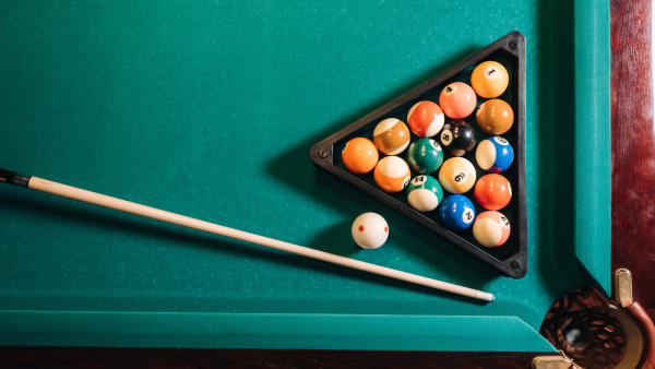 Aerial view of a pool table